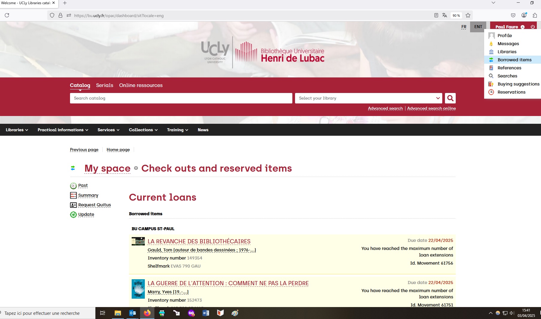 RequestDischarge_InReaderAccount_InBorrowedItemsSection_On3rdApril2025